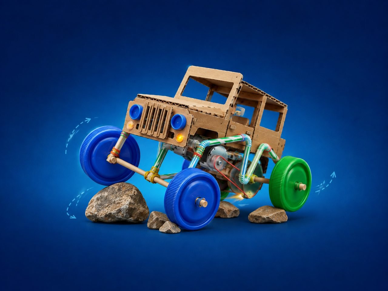 Jipe 4x4 com suspensão de canudo