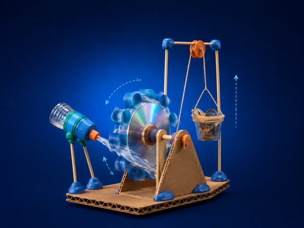 Turbina d'água que ergue peso